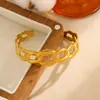 Qingwen Joias Processamento Personalizado Pulseira de Aço Inoxidável Joias Transfronteiriças Europeias e Americanas Pulseira Geométrica de Flor Pulseira de Ouro 18K
