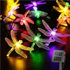Luzes de Corda de Libélula LED Transfronteiriças movidas a Energia Solar, Luzes Decorativas Impermeáveis para Exterior Solares, Decoração Popular para Varanda e Jardim
