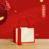 Bolsa de Lona Estilo Chinês em Estoque com Estampa Completa para Festivais, Bolsa de Presente, Bolsa Tote de Lona Impermeável com Logo, Grande Capacidade