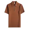 Tiktok Dropshipping Masculino Novo Estilo Verão Poliéster-Algodão Elastano Camisa Polo Casual Manga Curta Meio Zíper Respirável Camiseta