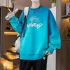Moletom Gola Redonda Masculino Novo Outono e Inverno Marca Tendência Pulôver Solto Top Roupa Externa Tendência Casual Camisa de Manga Longa para Usar por Baixo