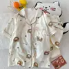 Pijama de Verano para Mujer Algodón Nube Manga Corta Pantalón Largo Cuello Solapa Casual Moderno Cómodo Set para Estar en Casa Se Puede Usar Afuera