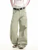 Calça de Trabalho Oreeta Estilo Americano Cleanfit Simples e de Alto Padrão para Homens e Mulheres com Decoração de Rebite Metálico Calça Casual de Perna Larga