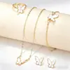 Nueva joyería europea y americana, moda femenina, temperamento, personalidad, mariposa, collar, pendiente, anillo, pulsera, conjunto de 4 piezas, venta al por mayor