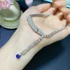 A Cor do Colar de Safira Natural é Boa e as Contas São Todas Finas. Prata S925 é Finamente Incrustada com a Pedra Principal Tamanho 5*6mm