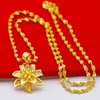 Colar de Flor Luxuoso Oco Banhado a Ouro com Grande Pingente de Flor Dourada, Corrente de Suéter Durian Buda Maitreya, Estilo de Joias Transfronteiriças do Tiktok