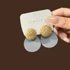 Pendientes Geométricos Huecos de Madera Estilo Retro Europeo y Americano, Nuevos Pendientes Largos Exagerados de Rafia Estilo Festivo Personalizados para Mujer