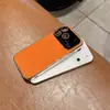 Funda de Teléfono de Cuero Naranja con Ventana Grande Adecuada para Apple 17Promax Gama Alta 15 Protección de Lente 13/14/16