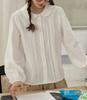 ¡alta calidad! Camisa con Cuello de Muñeca Artístico Japonés para Mujer, Nueva de Primavera, Versátil, Algodón Blanco, Top Elegante