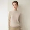 Suéter premium 100% caxemira pura sem costura para mulheres, gola alta discreta, simples e elegante, adequado para o trabalho, camada base modeladora