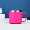 Taza con asa de 14 oz transfronteriza, acero inoxidable 304, taza con aislamiento al vacío con recubrimiento en polvo, taza de café para oficina