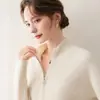Suéter de Cachemir de Terciopelo Baicai con Media Cremallera para Mujer 2026 Otoño/Invierno de Cuello Alto de Manga Larga Holgado Top de Cuello Alto de Alta Calidad