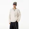 Malha Verde Militar Gola V para Homens e Mulheres no Inverno Estilo Americano Preguiçoso Malha Torcida de Casal Marca da Moda Malha de Lã Solta