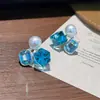 Brincos de Pérola Estilo Coreano, Brincos Personalizados de Cubo de Açúcar Tridimensional, Joias de Vidro de Cristal Moda de Alta Qualidade para Mulheres Atacado