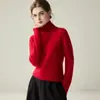 Nuevo suéter de cachemira de cuello alto para otoño e invierno para mujer, camiseta básica de punto ajustada, suéter de cachemira de manga larga