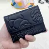 Portatarjetas plegable de tres cuerpos transfronterizo tarjetero tipo acordeón de cuero genuino mini billetera de cuero genuino monedero de cuero genuino monedero de piel de vaca de primera capa