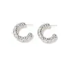 Pendientes de Aro C con Patrón de Diamante, Estilo Exquisito y Lujoso, Patentados Transfronterizos, No se Desvanecen, Envío Directo de Una Pieza, Fábrica de Origen de Medida