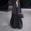 Qianghe Primavera e Verão Novo Estilo Japonês Moda Elegante Atmosfera Preguiçosa Romântico Férias Saia Solta Emagrecimento Visual Saia Longa