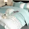 Conjunto de Quatro Peças de Algodão de Fibra Longa Cetinado Novo para Uso Doméstico, Capa de Edredom Bordada Luxuosa e de Alta Qualidade, Lençol de Cama e Roupa de Cama