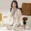 Pijama Nuevo Estilo Otoño e Invierno 2024 para Mujer Manga Larga Estilo Delgado Estilo Celebridad de Internet INS Venta Caliente Conjunto de Cárdigan Casual para el Hogar