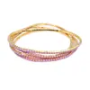Pulsera elástica de mujer europea y americana con incrustaciones de diamantes, cadena de garra con circonita de colores y pedrería, pulsera de tenis elástica con diamantes de colores, venta al por mayor
