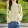 Nuevo Jersey de Lino con Perlas para Primavera/Verano 2026, Cuello de Una Línea, Borde Enrollado, Manga Larga, Color Sólido, Camiseta Básica para Mujer