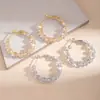 Pendientes de aro grandes de diamante puntiagudo incrustado en cobre para mujer, lujo ligero, pendientes irregulares en forma de C con circonita, estilo europeo y americano, temperamento, pendientes redondos, venta al por mayor