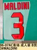 06-07Ac Jersey de Visitante Versión Adulto Artículos B Número 3 Maldini Letras Estampado de Transferencia Térmica Pegatina