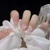 Uñas con Temperamento Fresco Llevando Diamante Rosa Mariposa Uñas Postizas Deseo Puro Piezas de Uñas Avanzadas Pegatinas para Uñas Largas