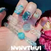 Joyería Acuamarina Cielo Estrellado Topacio Nariz de Toro Pulsera de Cristal Blanco Nuevo Estilo Chino Ojo de Tigre Topacio Pulsera de Cuentas Azules