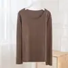Nova camisa base de veludo catiônico feminina 2022 outono e inverno plus size sem costura gola redonda gola semi-alta autoaquecimento quente
