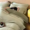 Capa de edredom de algodão escovado espesso de luxo, com bordas largas e cordões ocultos, conjunto de cama de quatro peças 100% algodão, conjunto de lençóis de três peças