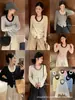 Cardigan Tricot Manga Longa Kiss Sister Estilo Coreano Estilo Maduro Gola U Falso Duas Peças Afina a Cintura Emagrecimento Respirável para o Dia a Dia