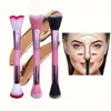 Producto Nuevo Transfronterizo Cepillo Doble Punta 2 en 1 para Rubor Cepillo para Contorno de Maquillaje Cepillo en Forma de U para Contorno de Nariz Cepillo Iluminador Fabricante de Origen