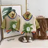 2024 Nova Roupa de Primavera para Meninos Moda Suéter Cardigan Cartoon Conjunto de Três Peças para Crianças Bonito Fabricante Original Atacado