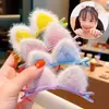 Grampo de Cabelo de Pelúcia com Orelhas de Gato Infantil Grampo de Cabelo Feminino Grampo de Bico de Pato Lateral Infantil Grampo Fofo para Menina Acessório de Cabeça