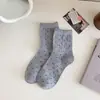 Meias finas de estilo universitário coreano para primavera e verão, com bolinhas, babados e renda para mulheres, meias retro versáteis e folgadas, meias de cano médio