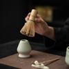 Juego de Cuatro Piezas de Matcha de Horno Ru: Ceremonia del Té de la Dinastía Song con Tazón de Té con Pitorro, Accesorios de Té de Cerámica, Batidor de Té y Pincel de Té