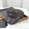 Gorra Octagonal de Color Sólido Retro Británica con Hebilla Pequeña de Cuero para Mujer, Gorra Versátil de Copa Plana para Otoño e Invierno, Gorra Azul Marino de Moda