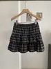KEKEZOON Falda a Cuadros de Color Contrastante Cepillada Falda de Otoño con Volantes en Capas Falda Corta Antiexposición para Mujer 8722