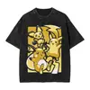 Camiseta Gráfica Casual de Algodón Lavado para Hombre con Dibujo Animado de Ardilla Pokemon
