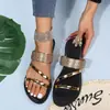 Sandálias Casuais Femininas Respiráveis de Verão para Exterior com Strass, Sandálias de Tira Única Plus Size Europeias e Americanas da Amazon para Mulheres