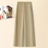 Pantalones de traje rectos para mujer, nuevo estilo de otoño, de cintura alta, pantalones casuales ligeros, los populares pantalones de pierna ancha de este año con una caída, aspecto elegante