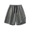 Shorts esportivos de alta resistência estilo americano para homens, calças de moletom casuais finas de cor sólida, soltas, no joelho, para o verão de 2026 CK24
