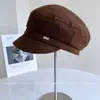 Chapéu Octogonal Harris Tweed para Mulheres, Boina Quente de Outono e Inverno, Boina com Aba Colorida Mista, Chapéu Militar Retro Fashionável, Tendência