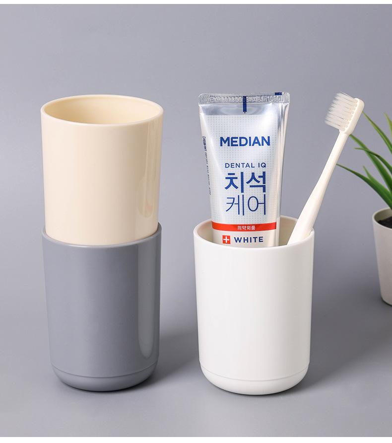 清新简约双色漱口杯 家用情侣刷牙杯洗漱杯 塑料牙刷