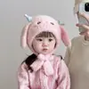 Chapéu de Lã de Pelúcia de Coelho para Meninas Outono Inverno Chapéu de Tricô Proteção de Orelha Chapéu de Lã Cartoon Infantil Quente à Prova de Vento Chapéu Estiloso para Menina