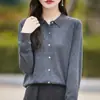 2026 Otoño Invierno Nuevo Cárdigan de Punto Fino de Lana para Mujer Cárdigan de Solapa Cárdigan con Cuello Polo Suéter Corto Holgado