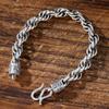 Pulsera Vintage para Hombre, Moderna, Única, Sencilla, Elegante, Personalizada, Anillos Entrelazados Dobles, Mantra de Seis Caracteres, Directo del Fabricante
