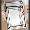 Fabricante Personalizado Bandeja de Acero Inoxidable Plato Cuadrado Comercio Exterior Transfronterizo Suministro Amazon Bandeja para Hornear Plato para Comedor Comercial Logo